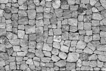 Stone wall texture. Black and white Stone Beautiful surface 