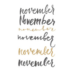 Lettering, hand lettering Nov, different forms