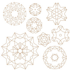 set of elements for design. Stylized flowers, mandala.
