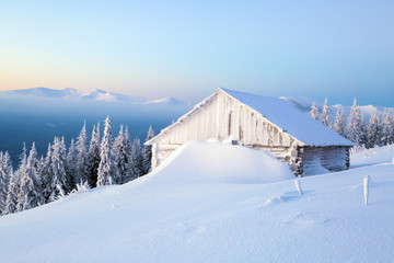 The old houses for rest for cold winter morning.