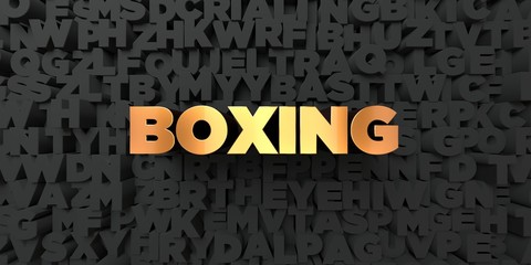 Boxing - Gold text on black background - 3D rendered royalty free stock picture. This image can be used for an online website banner ad or a print postcard.