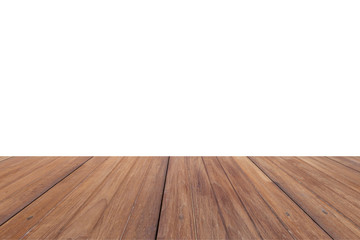 blank wood table top with white background