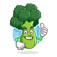 Thumb up broccoli mascot, broccoli character, broccoli cartoon