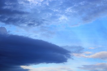 Naklejka na ściany i meble blue sky with cloud and raincloud beautiful nature