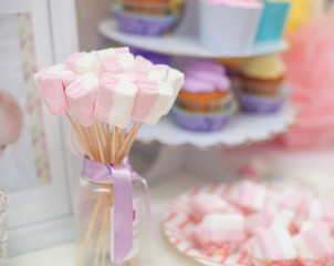 candy bar in pastel colors for children's birthday