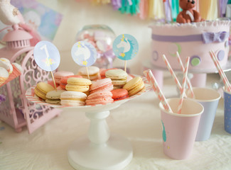 candy bar in pastel colors for children's birthday