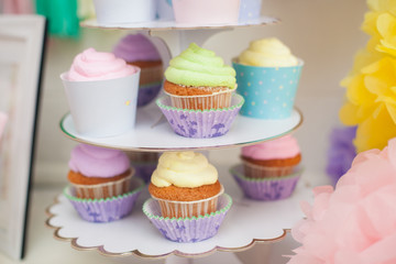 candy bar in pastel colors for children's birthday
