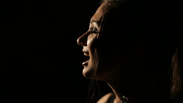 Attractive singing woman