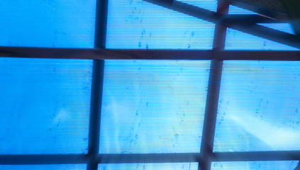 Roof / Blur of blue roof with sunny. Abstract background.