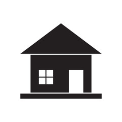 Simple house icon, grayscale on white background