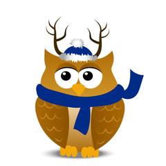 christmas owl in santa hat