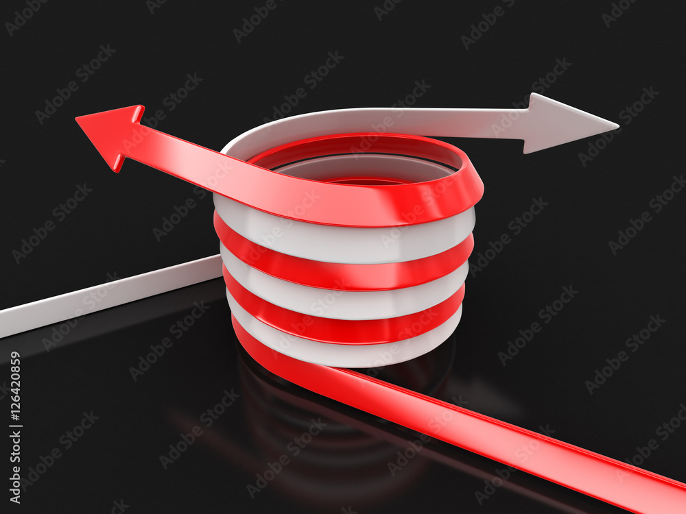 Poster red and white arrows. image with clipping path