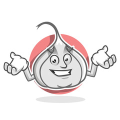 Feeling sorry garlic mascot, garlic character, garlic cartoon