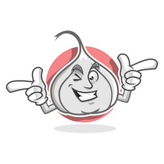 Funky garlic mascot, garlic character, garlic cartoon