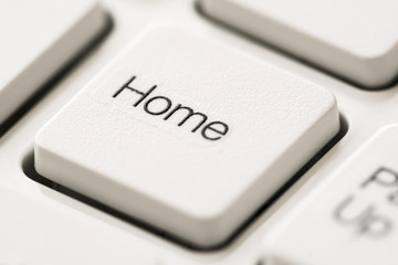 close up view of white button enter of computer keyboard