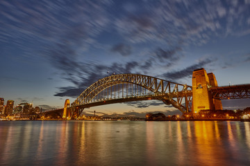 Sydney Harbour bridge sunset sky