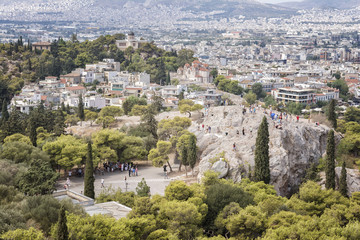 Fototapeta na wymiar Nymphs' Hill in Thissio, Athens, Greece