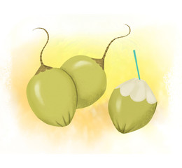 Green coconuts and water drink