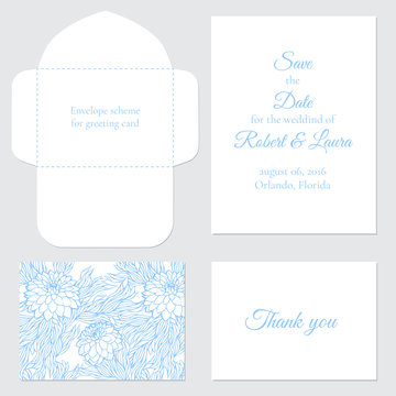 Set of vector greeting card for wedding