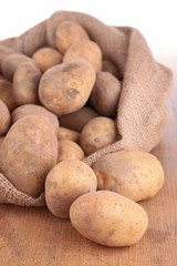 raw potato in sack