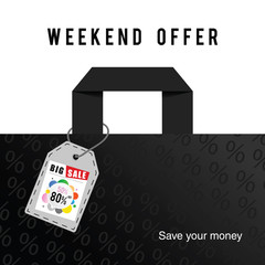 big sale weekend offer on bag illustration in colorful