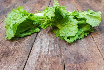 chinese cabbage organic vegetables on a wooden table.