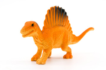 Spinosaurus toy model on white background