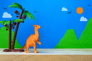 Parasaurolophus dinosaur toy model on wild models background © Noey smiley