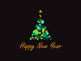Happy New Year tree and Merry Christmas  abstract vector