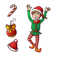 Funny Cute Reindeer Christmas Vector Illustration Set