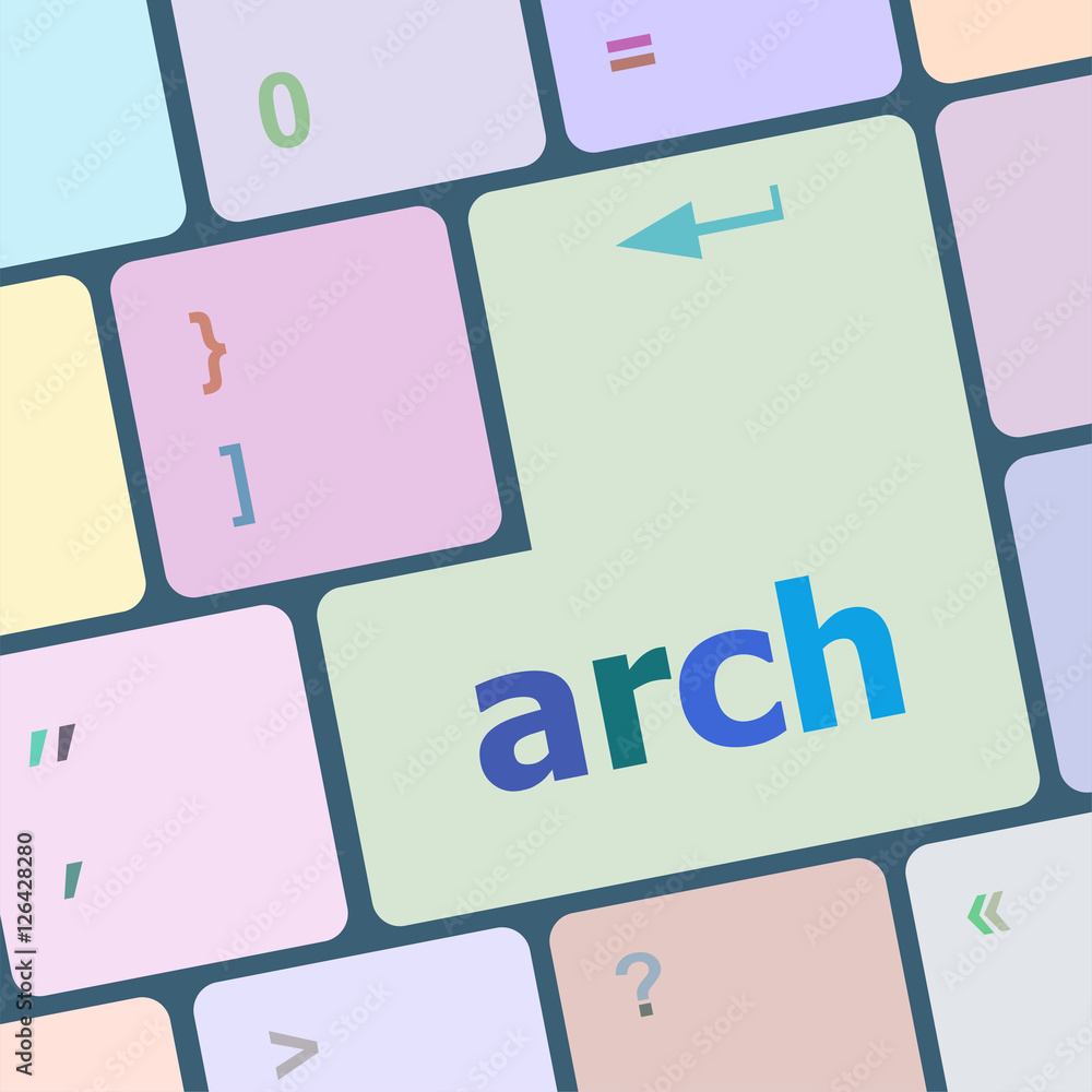 Poster arch word on computer keyboard key