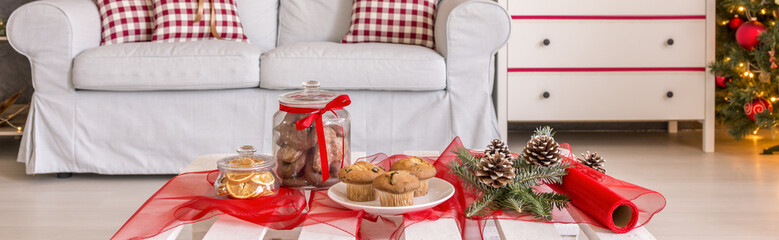 Room with delicious Christmas cookies