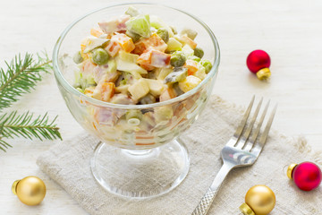 Traditional New Year's Russian salad Olivier