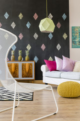 Modern lamp and white and black carpet