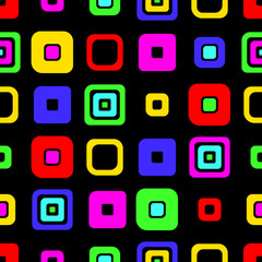 Seamless vector geometrical pattern. Endless colorful background with hand drawn ornamental squares. Graphic vector illustration with ethnic motifs. Template for cover, fabric, wrapping.