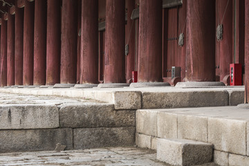 Fototapeta na wymiar Jeongjeon - the main hall of the Jongmyo Shrine in Seoul, South Korea