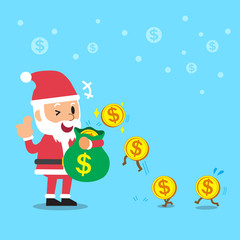 Cartoon santa claus earning money