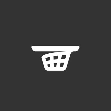 Shopping cart logo on black background. Vector icon