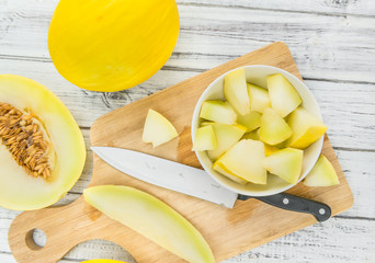 Portion of Yellow Honeydew Melon (selective focus)