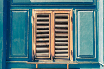 Italian style wood window. Vintage filter style