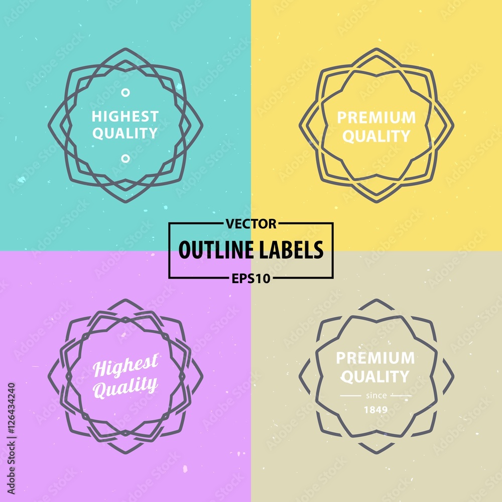 Poster vector outline retro labels set