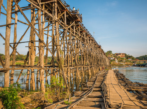 Wooden bridge (Mon Bridge) in Sangkhlaburi District, Kanchanabur