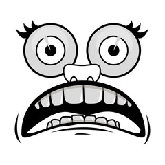 silhouette of cartoon face with sad expression over white background. vector illustration