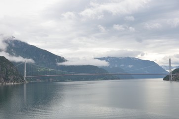 Suspension bridge on Norwegien Fjord