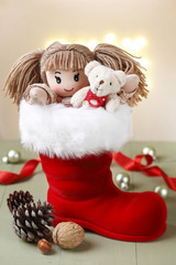 Santa's boots with antique toys