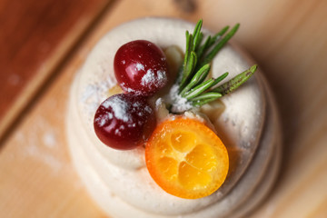 Bizet with a slice of kumquat on top.