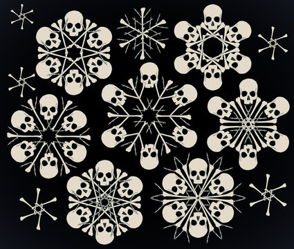 Skulls and bones jolly snowlakes