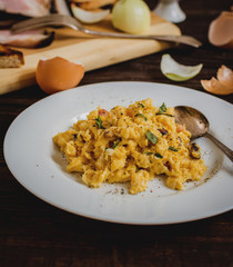 Scrambled eggs with bacon