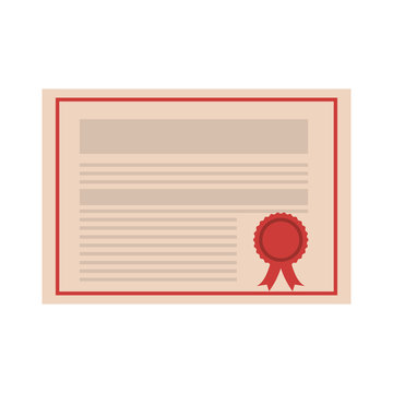 academic certificate with red seal stam icon over white background. vector illustration