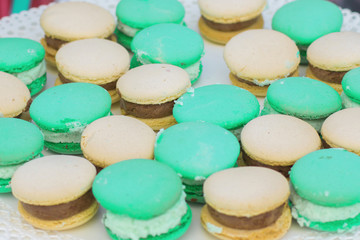 Macaroons. Traditional french colorful macarons.